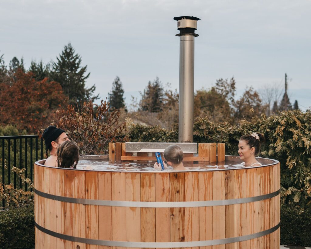 family in alumi tub