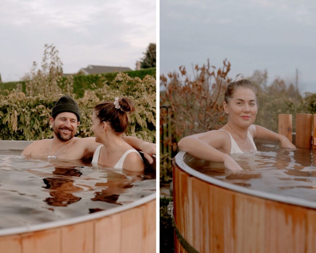 Jillian Harris and Justin Pasutto in hot tub